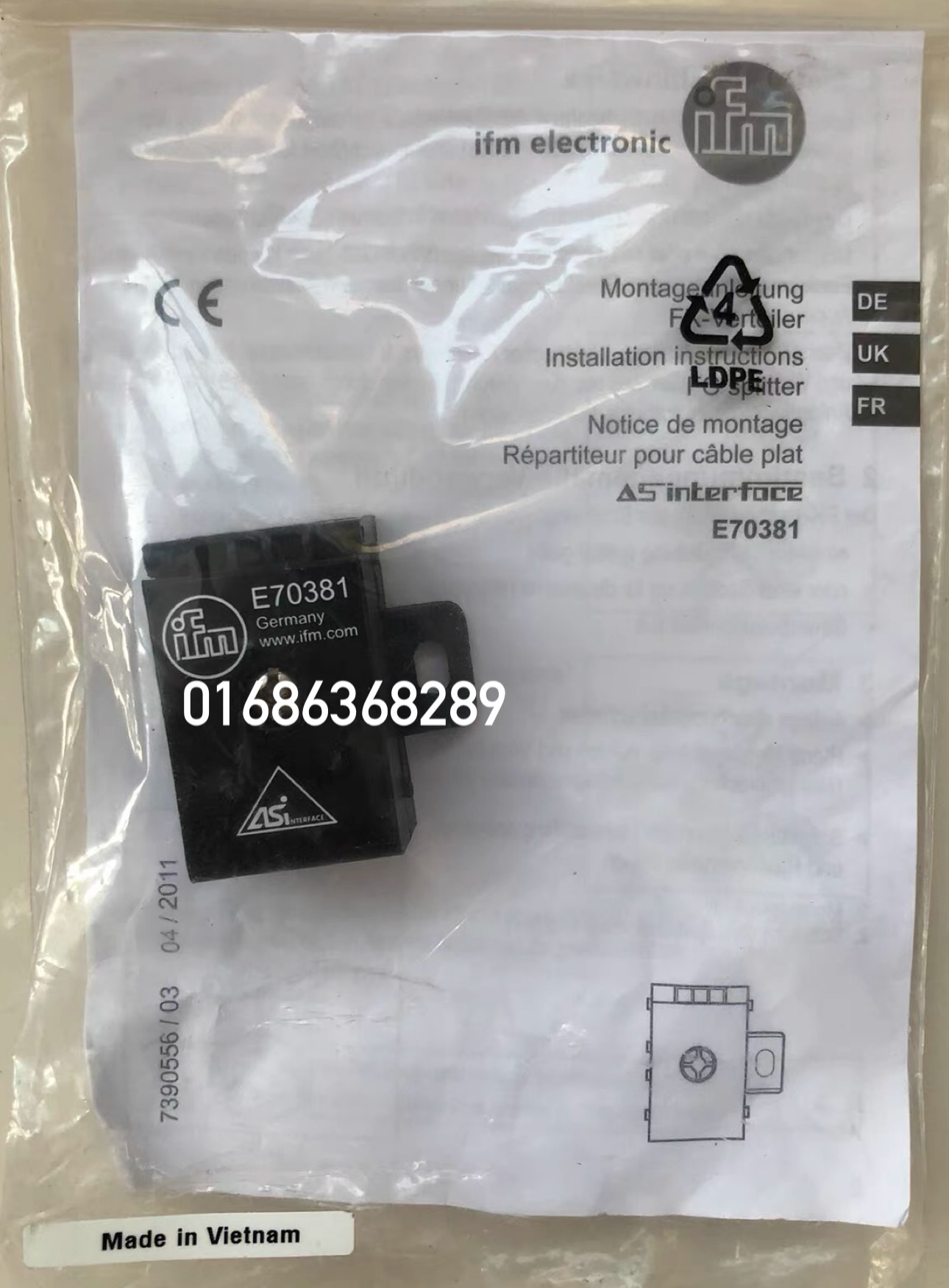 IFM E70381 AS Interface Flat Cable Splitter