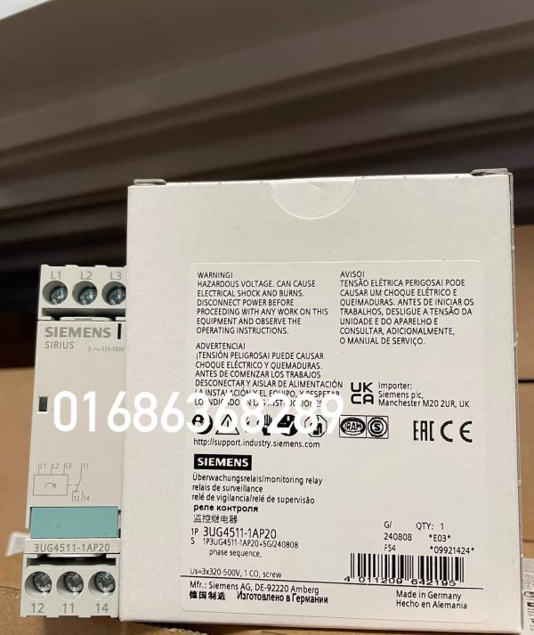 Siemens 3UG4511-1AP20 Phase Sequence Monitoring Relay